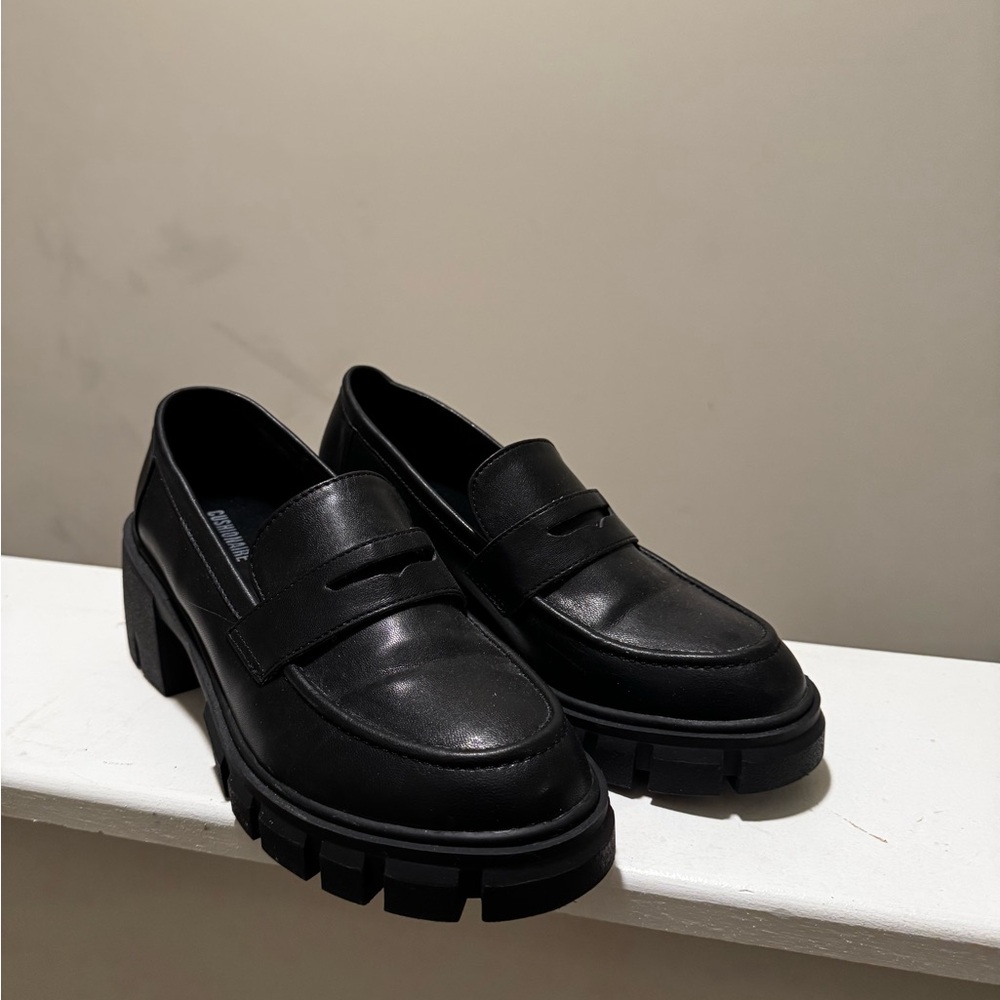 Chunky Lug Sole Penny Loafers Black Platform Loafers Size 8